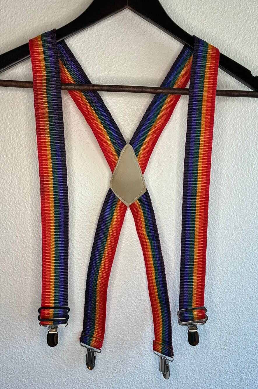 VTG 90s Rainbow Clip Suspenders Kid Child Toddler Adjustable Strap Pride